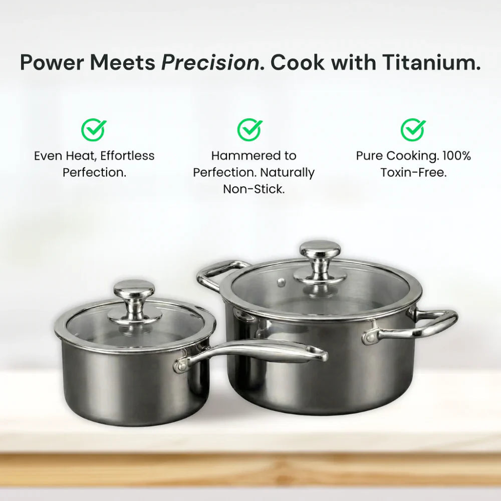 Deep cooking pot with lid for soups, sauces, stews, and everyday meal preparation on all cooktops including induction.