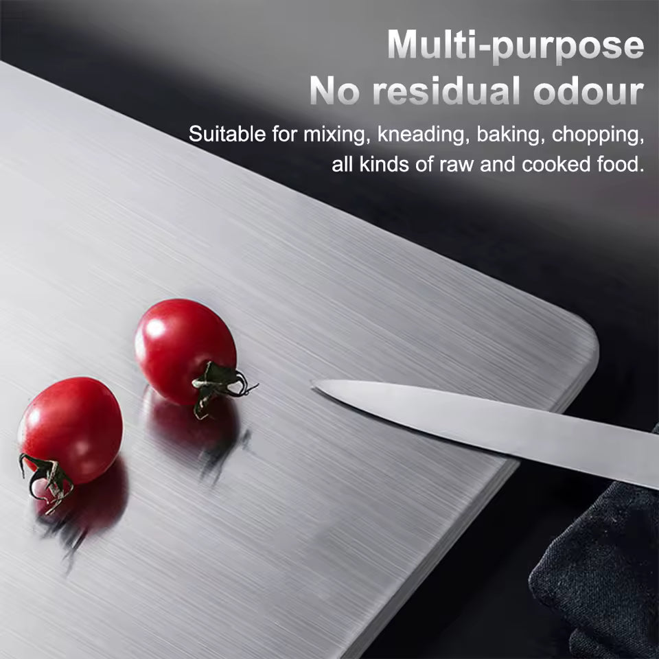 Cutting board with a non-porous surface, odor-resistant design, and dishwasher-safe construction for everyday food preparation.